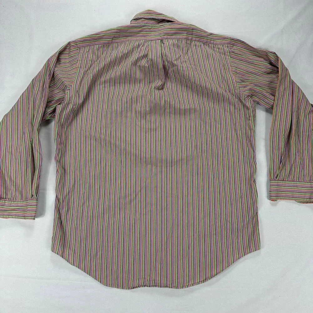 Ralph Lauren Classic Fit Button-Up Shirt Multicolor‎ Stripe 100% Cotton L